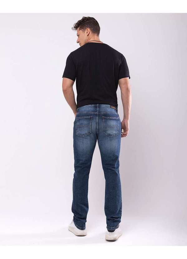 Consciência - Calca Jeans Escura Slim Fit Masculina Basica com Elastano Azul 2