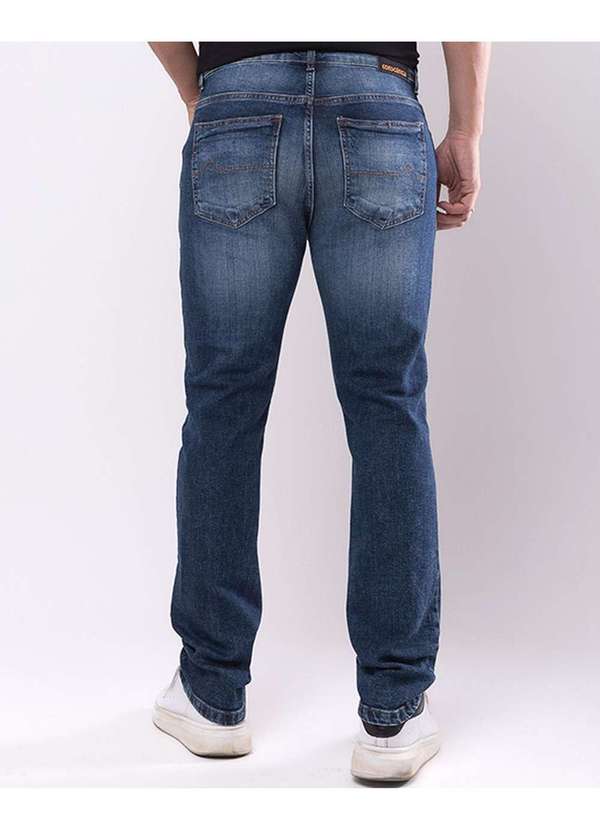 Consciência - Calca Jeans Escura Slim Fit Masculina Basica com Elastano Azul 4