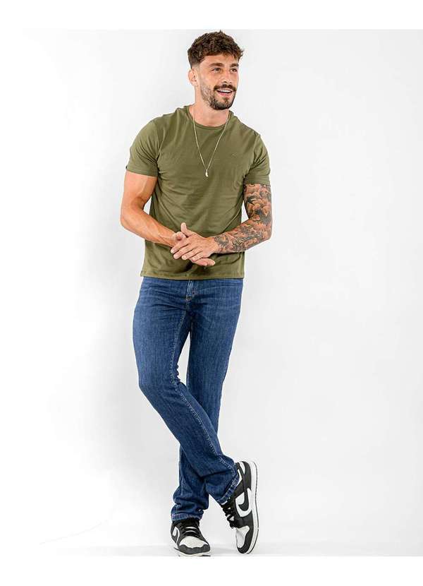 Consciência - Calca Jeans Masculina Escura Slim Fit com Elastano Azul