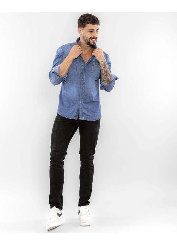 Consciência - Calca Jeans Masculina Preta Basica Slim Fit Preto