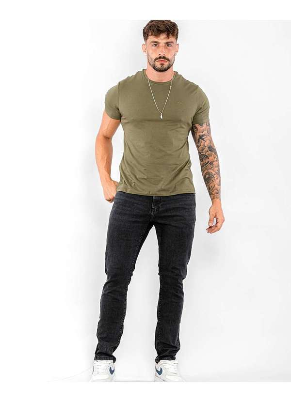 Consciência - Calca Jeans Masculina Preta Skinny Linha Italia Basica Preto