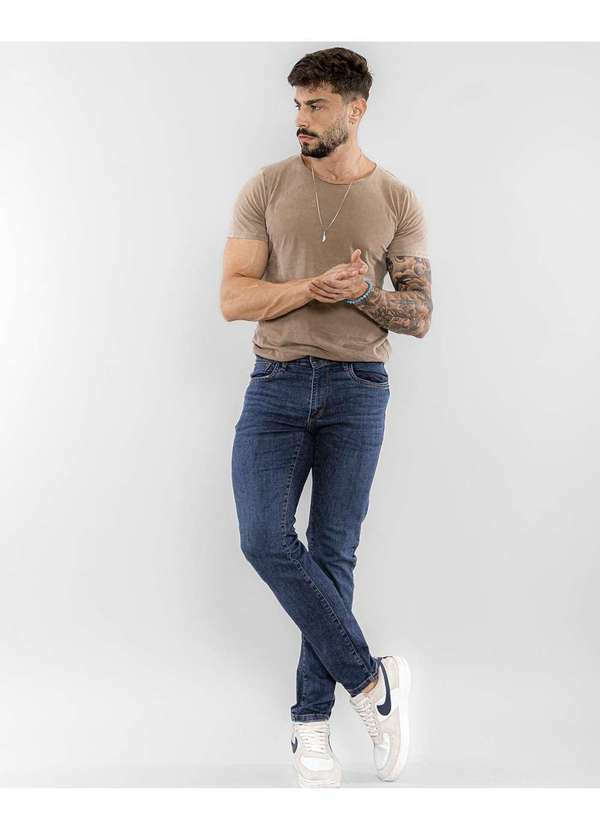 Consciência - Calca Jeans Masculina Slim Fit Basica Azul