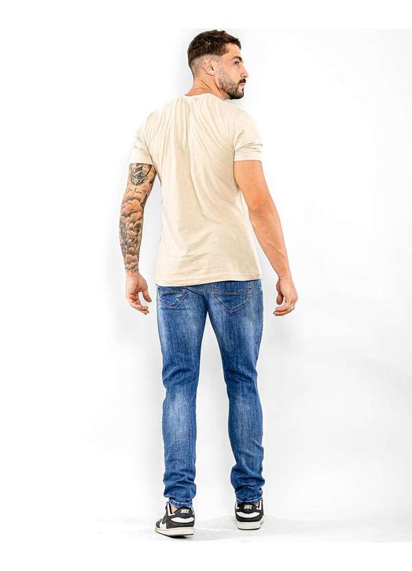 Consciência - Calca Jeans Masculina Slim Fit Basica com Puidos Azul 2