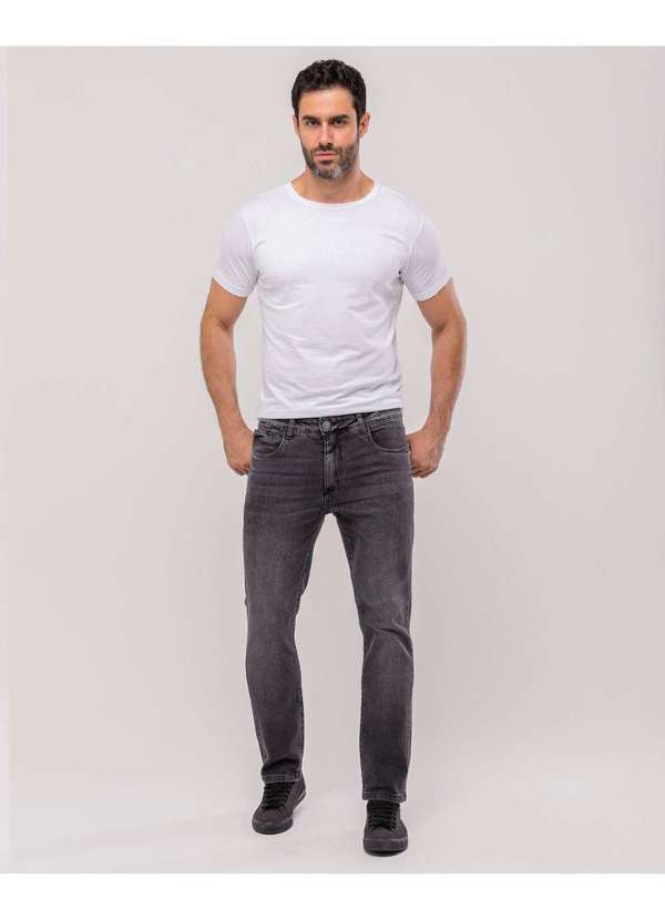 Consciência - Calca Jeans Masculina Slim Fit Detalhe Bolso Preto