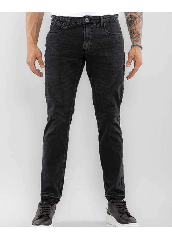 Consciência - Calca Jeans Masculina Slim Fit Preto Bielastico Extreme Power Preto 3