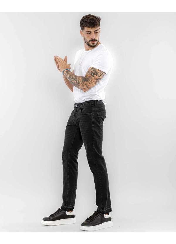 Consciência - Calca Jeans Masculina Slim Fit Preto Bielastico Extreme Power Preto 5