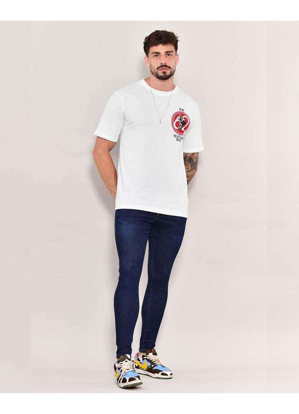 Consciência - Calca Jeans Masculina Super Skinny Basica com Elastano Azul