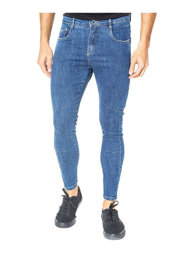 Calca Jeans Masculina Super Slim Linha Italia com Elastano Azul