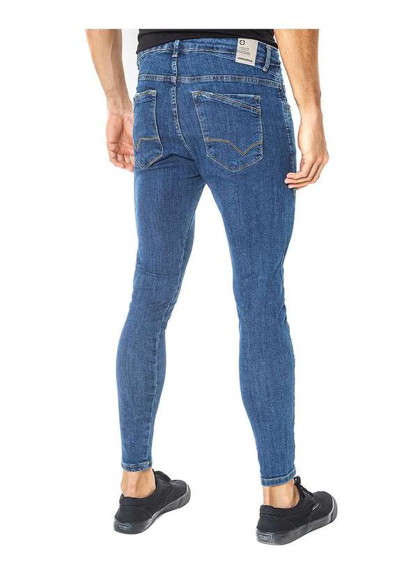 Consciência - Calca Jeans Masculina Super Slim Linha Italia com Elastano Azul 3
