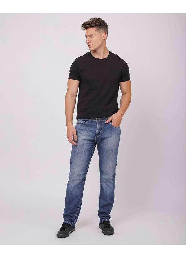 Consciência - Calca Jeans Slim Fit Masculina Basica com Elastano Azul