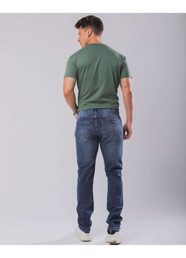 Consciência - Calca Jeans Slim Fit Masculina Basica com Elastano Azul 2