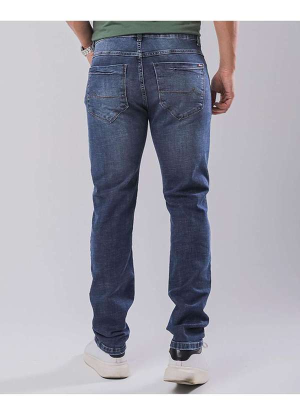 Consciência - Calca Jeans Slim Fit Masculina Basica com Elastano Azul 4