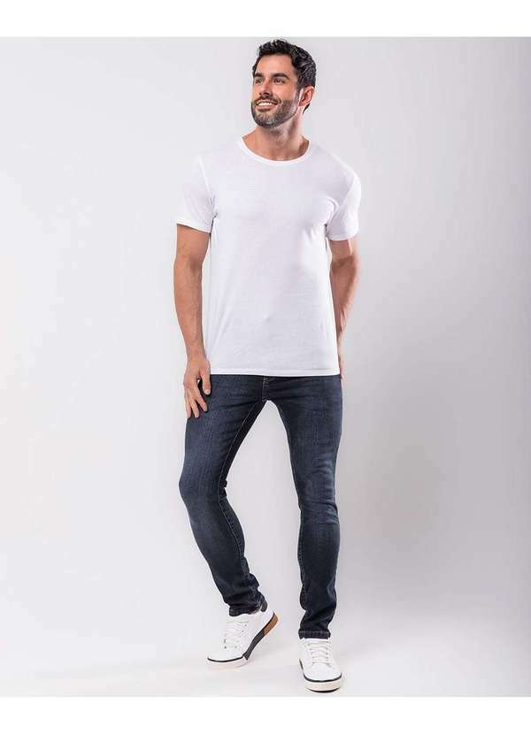 Consciência - Calca Jeans Slim Fit Masculina Basica com Elastano Preto