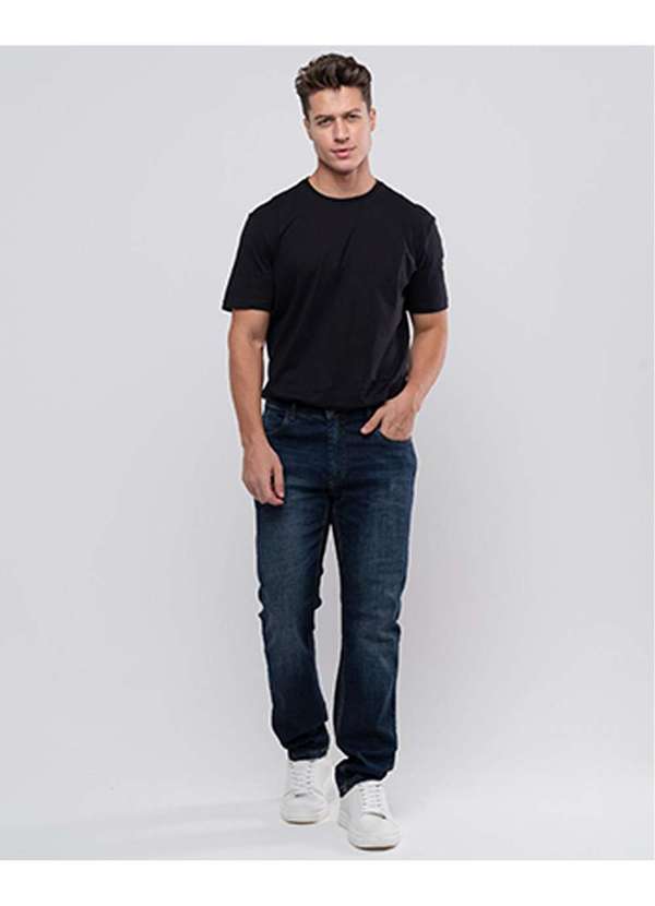 Consciência - Calca Jeans Slim Fit Masculina Basica com Elastano Azul