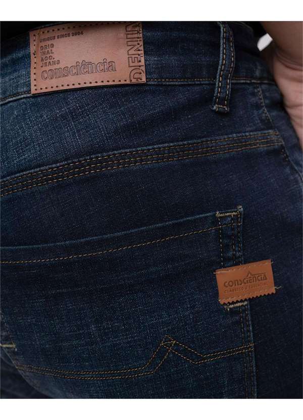 Consciência - Calca Jeans Slim Fit Masculina Basica com Elastano Azul 4