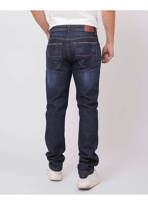 Consciência - Calca Jeans Slim Fit Masculina com Detalhes de Puidos Azul 4