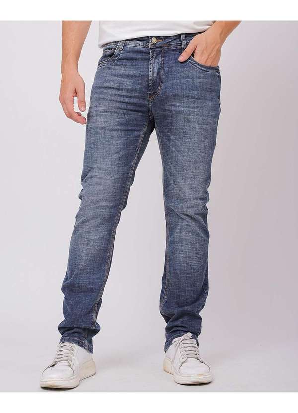 Consciência - Calca Jeans Slim Fit Masculina com Elastano Basica Preto 3