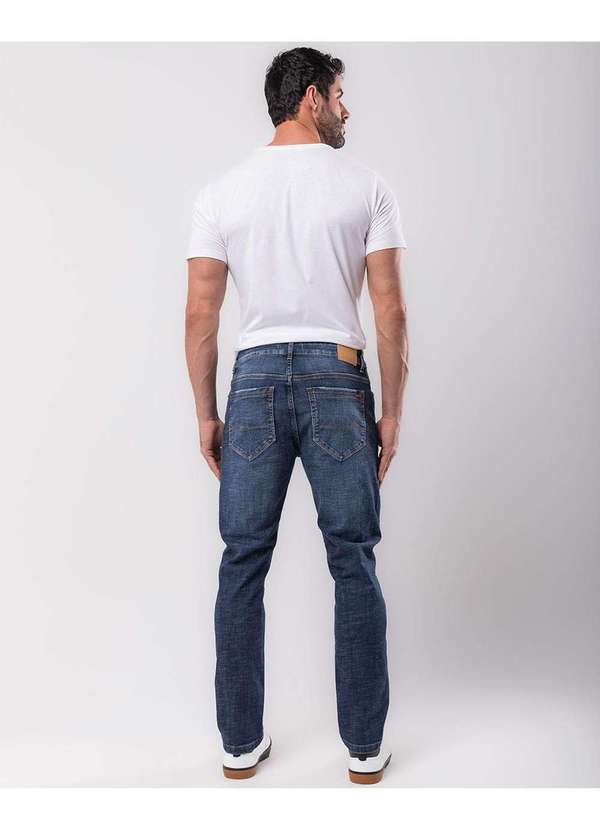Consciência - Calca Jeans Slim Fit Masculina com Elastano Detalhe Botao Azul 2