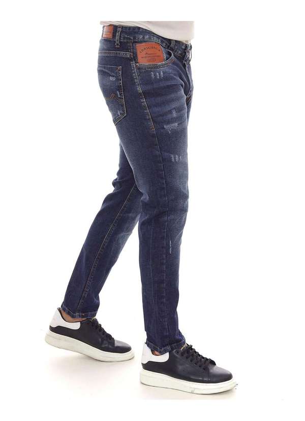Consciência - Calca Jeans Slim Fit Masculina Detalhe Bolso Azul 3