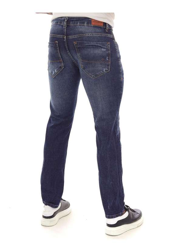 Consciência - Calca Jeans Slim Fit Masculina Detalhe Bolso Azul 4