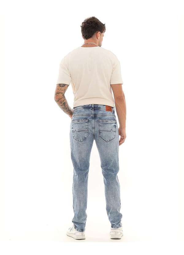 Consciência - Calca Jeans Slim Fit Masculina Marmorizada com no Detalhe Bolso Azul 2