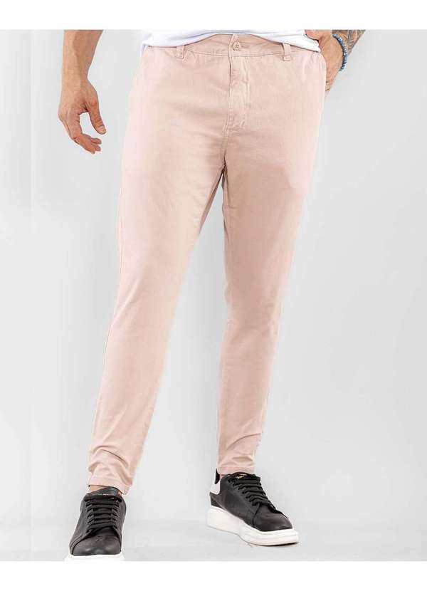 Consciência - Calca Sarja Chino Masculina Skinny Basica com Elastano Nude 3