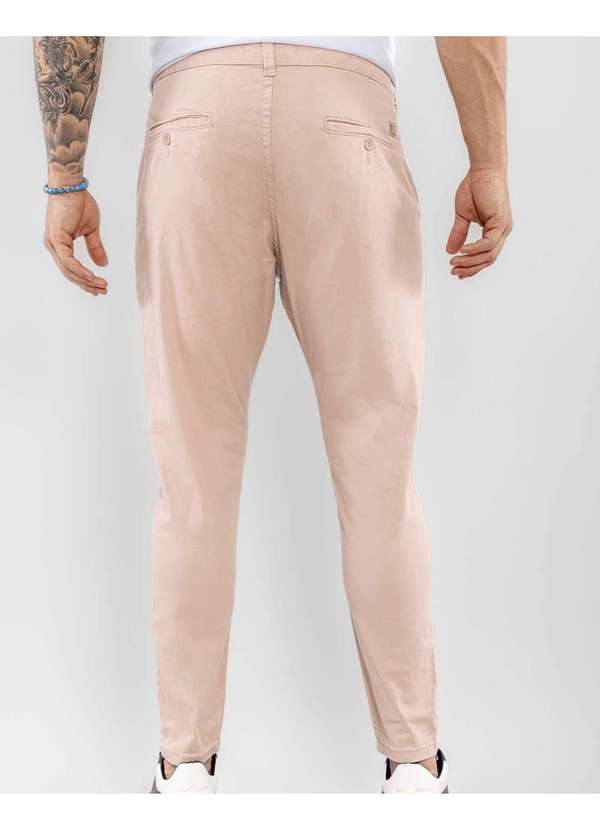 Consciência - Calca Sarja Chino Masculina Skinny Basica com Elastano Nude 4