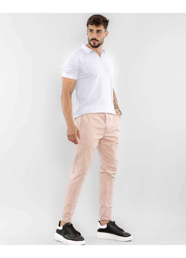 Consciência - Calca Sarja Chino Masculina Skinny Basica com Elastano Nude 5