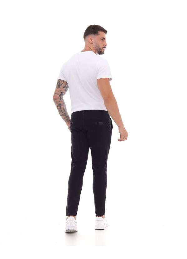 Consciência - Calca Sarja Chino Masculina Skinny Basica com Elastano Preto 2