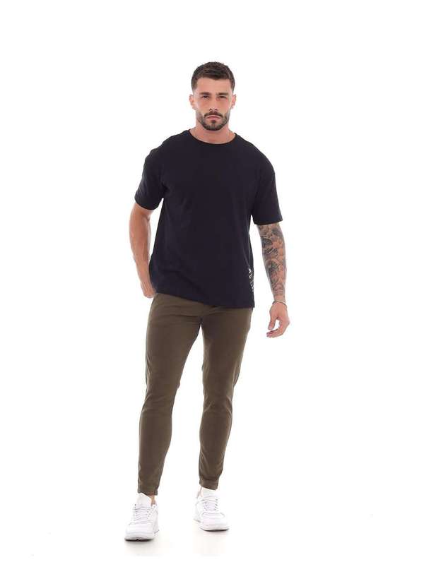 Consciência - Calca Sarja Chino Masculina Skinny Basica com Elastano Verde 1