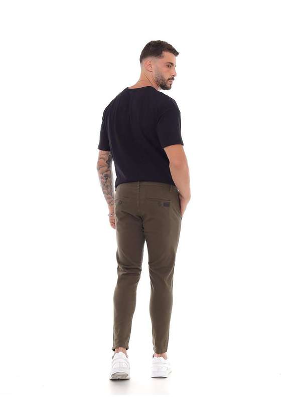 Consciência - Calca Sarja Chino Masculina Skinny Basica com Elastano Verde 2