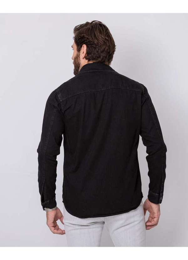 Consciência - Camisa Sarja Masculina Basica Preto 2