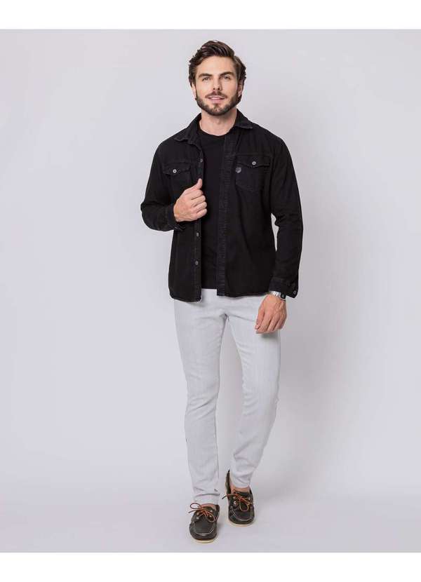 Consciência - Camisa Sarja Masculina Basica Preto 4