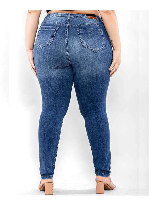 Consciência - Calca Jeans Feminina Plus Size Basica Cintura Alta Azul 4