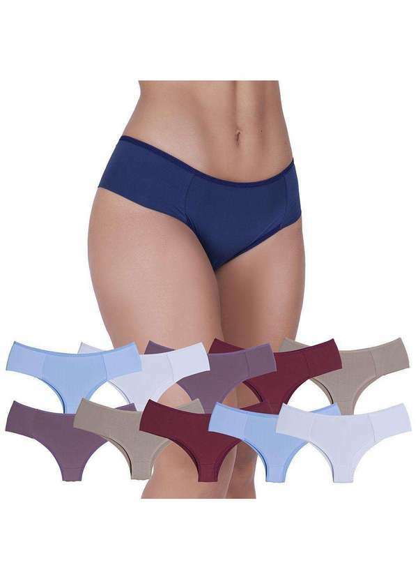 Concept Lingerie - Kit 10 Calcinhas Bombom Microfibra Concept Lingerie Multicolorido Multicores