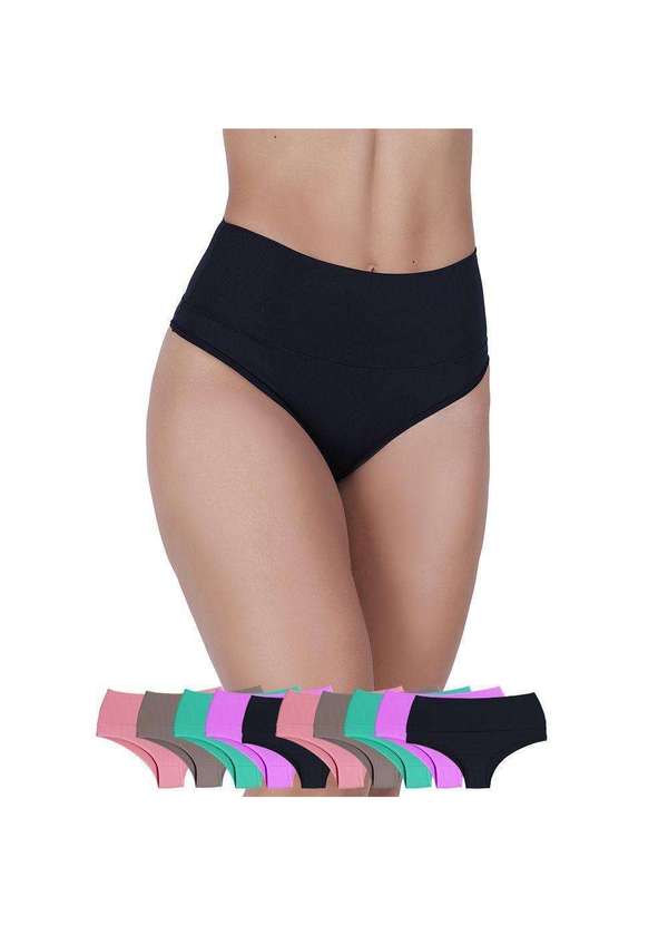 Concept Lingerie - Kit 10 Calcinhas Cós Duplo Microfibra Multicolorido Multicores 1