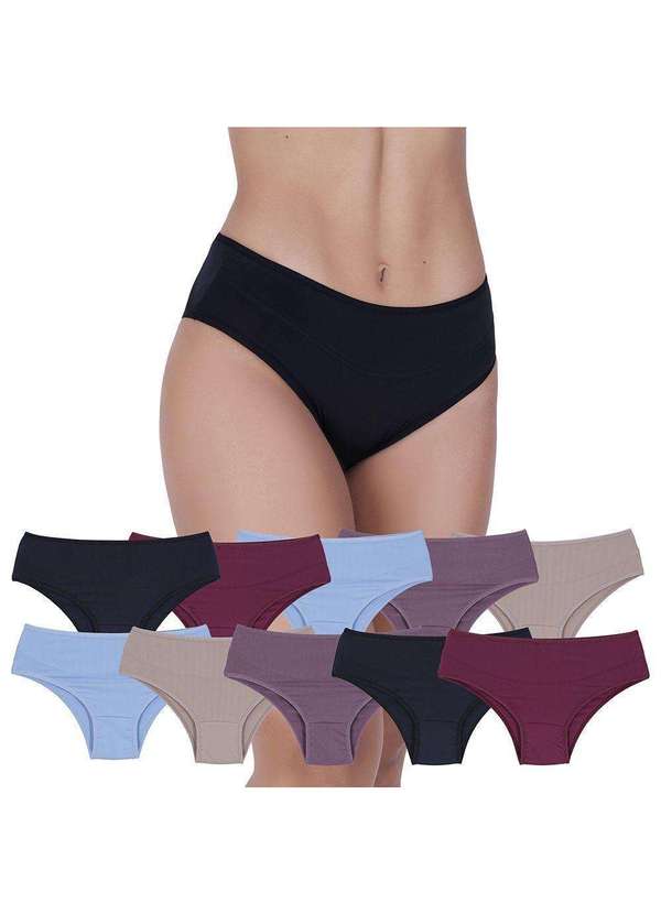 Concept Lingerie - Kit 10 Calcinhas Graciosa Microfibra Concept Lingerie Multicores