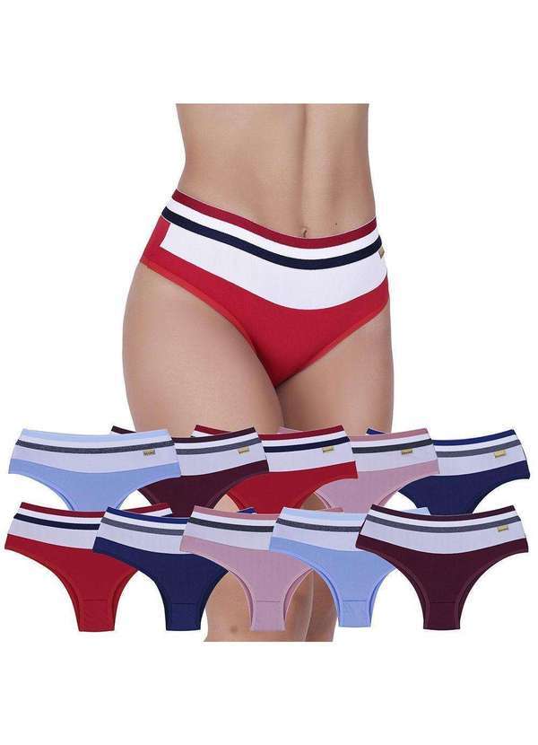 Concept Lingerie - Kit 10 Calcinhas Mágica Microfibra Concept Lingerie Multicolorido Multicores