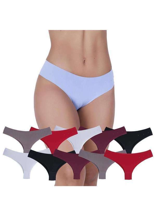 Concept Lingerie - Kit 10 Calcinhas Nua sem Costura Concept Lingerie Multicolorido Multicores