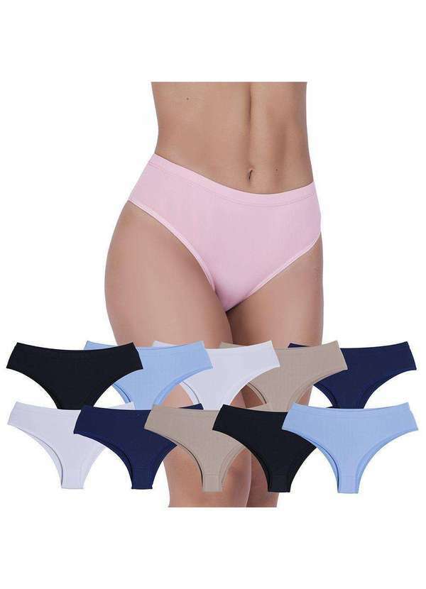 Concept Lingerie - Kit 10 Calcinhas Pérola Microfibra Concept Lingerie Multicolorido Multicores