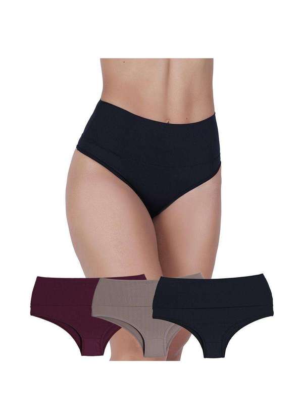 Concept Lingerie - Kit 3 Calcinhas Cós Duplo Microfibra Concept Lingerie Multicores