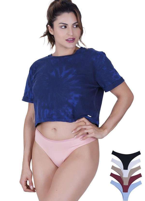Concept Lingerie - Kit 5 Calcinhas Biquíni Microfibra Concept Lingerie Multicolorido Multicores