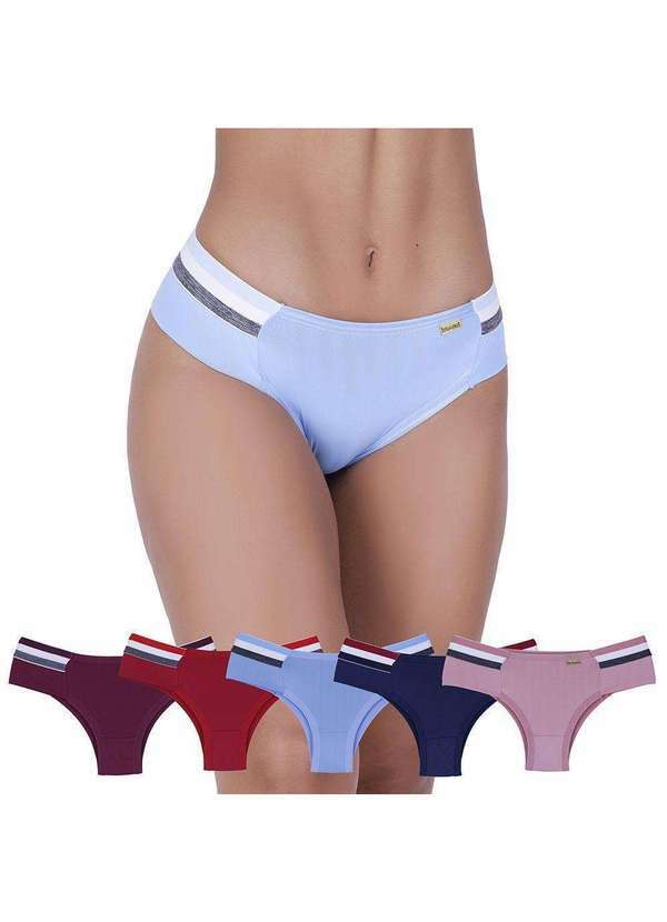 Concept Lingerie - Kit 5 Calcinhas Fashion Microfibra Concept Lingerie Multicolorido Multicores