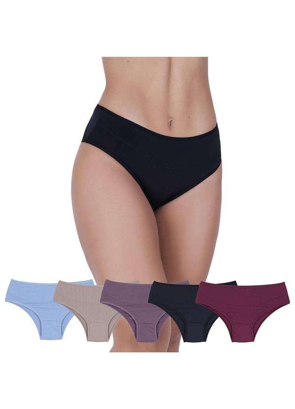 Concept Lingerie - Kit 5 Calcinhas Graciosa Microfibra Concept Lingerie Multicores