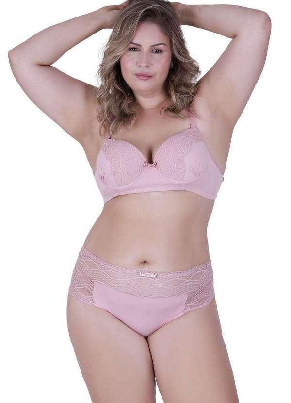 Concept Lingerie - Conjunto Beijo Plus Concept Lingerie Rosa Rosa