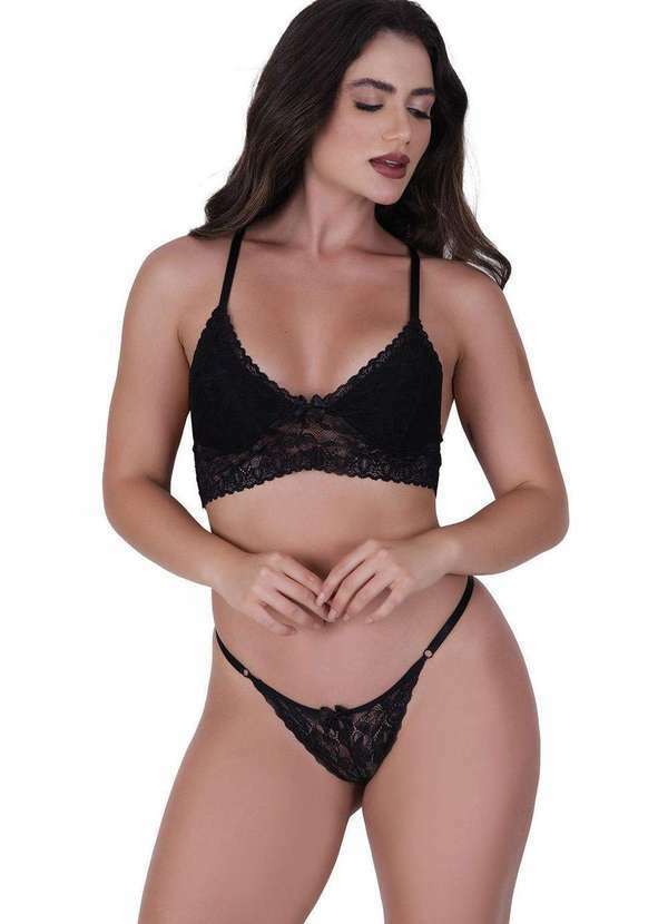 Concept Lingerie - Conjunto de Renda Atração Concept Lingerie Preto Preto