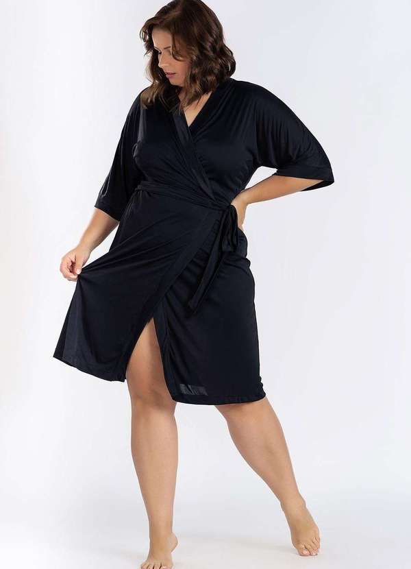 Concept Lingerie - Robe Midi Plus Concept Lingerie Preto Preto