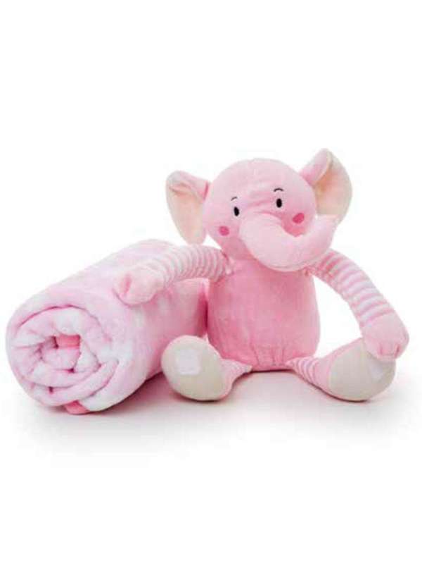Loaní - Cobertor e Elefantinho de Pelúcia Rosa Loaní Rosa