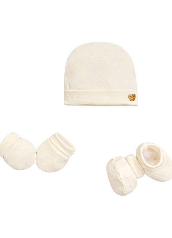 Anjos Baby - Kit Touca Luva Off Bebê Anjos Baby Off White