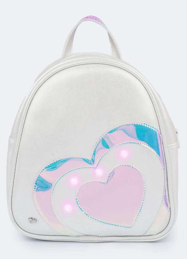 Pampili - Mochila de Led Infantil Feminina Corações Branca Branco 2